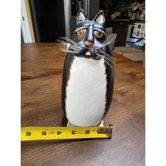 VTG Enesco Funny Bone Vicki Thomas Black Tuxedo Cat Figurine 1997 Fat Cat - Picture 9 of 16